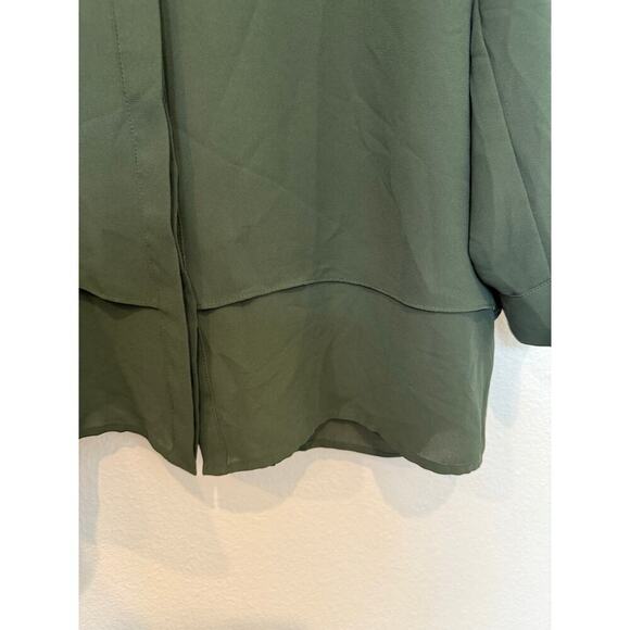 J. Jill Olive Green Oversized Button Up‎ Shirt Layered Look Large - Picture 2 of 9